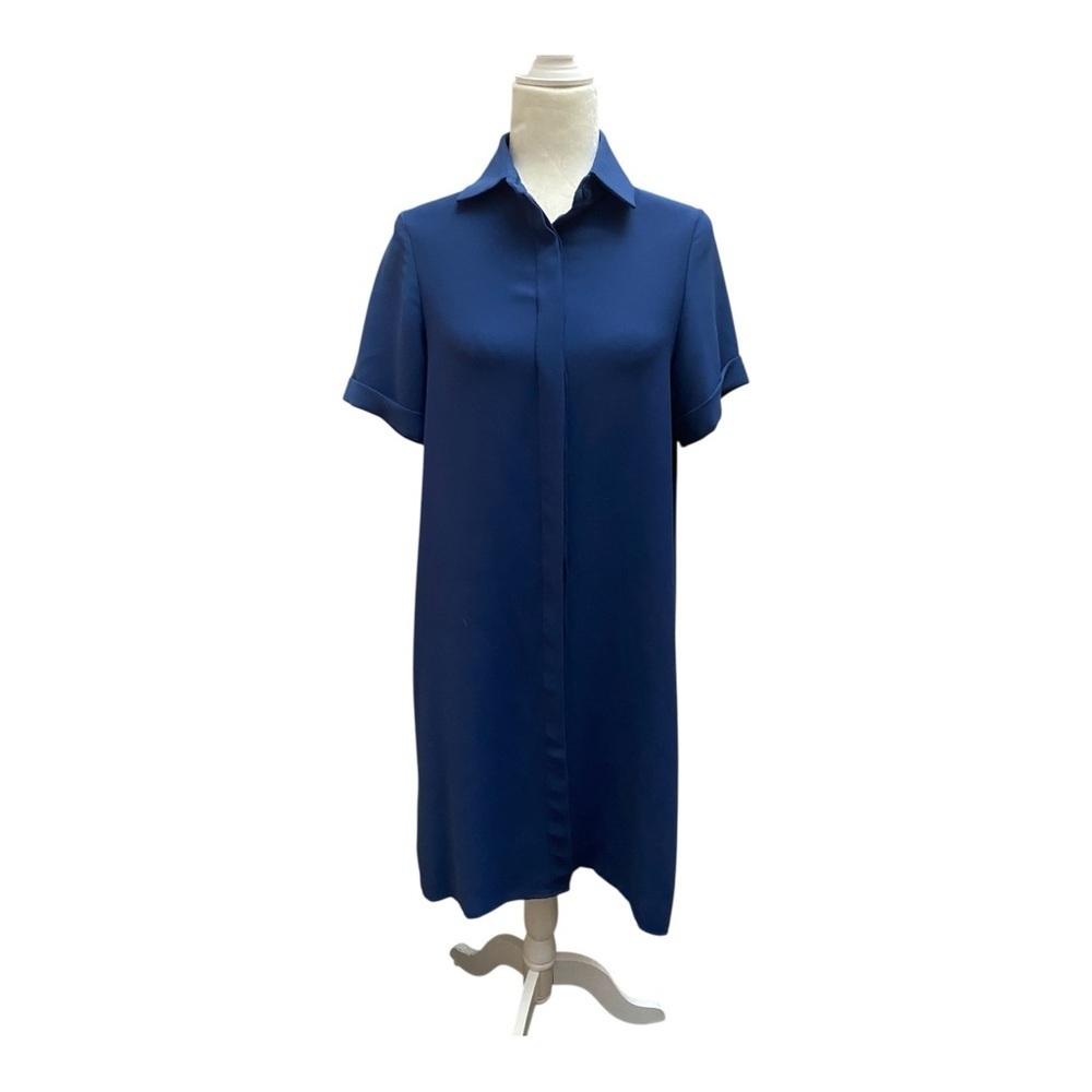 Ruti Womens Blue One Sided Pleated Dress Size 0 Lagenlook Casual Collared
